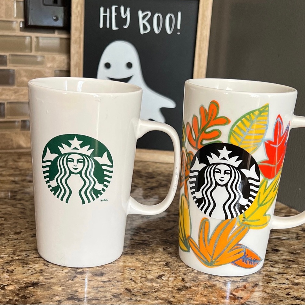2014 and 2016 Starbucks Autumn Leaf | Classic Mermaid logo coffee mugs 16oz